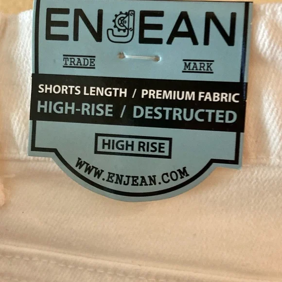 Enjean High Rise White Jean Shorts Size L - Picture 4 of 6